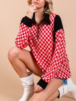 SUDADERA CUADROS ROJO